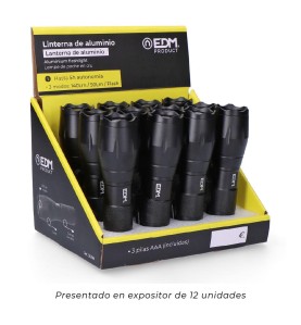 Linterna de aluminio con zoom. 1 led 3 x aaa (pilas incluidas)