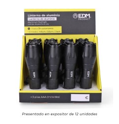 Linterna de aluminio con zoom. 1 led 3 x aaa (pilas incluidas)