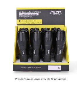 Linterna de aluminio con zoom. 1 led 3 x aaa (pilas incluidas)