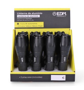 Linterna de aluminio con zoom. 1 led 3 x aaa (pilas incluidas)