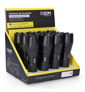 Linterna de aluminio con zoom. 1 led 3 x aaa (pilas incluidas)