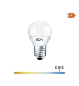 Bombilla esferica led e27 7 w 600 lm 6400 k luz fria ø4,5 x 8 cm