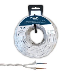 Carrete cable paralelo textil trenzado h07v-k 2 x 2,50 mm² blanco, 5 m