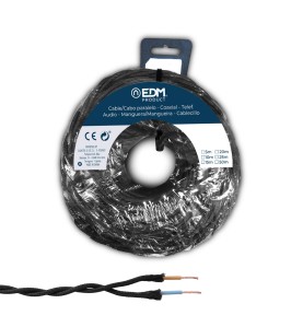 Carrete cable paralelo textil trenzado h05vv-f 2 x 1,50 mm² negro, 5 m