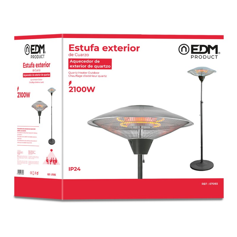 Estufa de cuarzo de exterior 2100 w con pie