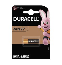 Pila alkalina duracell long lasting power a27/v27a - mn27 12v (blister 1 unid.) ø8x28,2mm