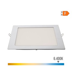 Downlight led empotrable cuadrado 20 w luz fria 6400 k 1500 lm cromado 22 x 22 cm