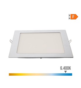 Downlight led empotrable cuadrado 20 w luz fria 6400 k 1500 lm cromado 22 x 22 cm