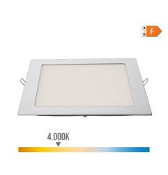 Downlight led empotrable cuadrado 20w luz dia 4000 k 1500 lm color cromado 22 x 22 cm