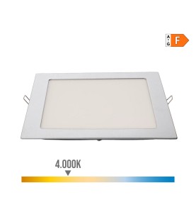 Downlight led empotrable cuadrado 20w luz dia 4000 k 1500 lm color cromado 22 x 22 cm