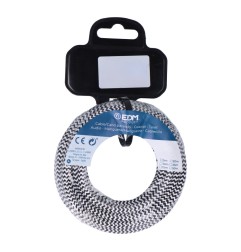 Carrete cable cordón tubular h03vv-f 2 x 0,75 mm² rallado blanco/negro, 5 m