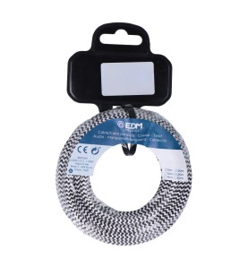 Carrete cable cordón tubular h03vv-f 2 x 0,75 mm² rallado blanco/negro, 5 m