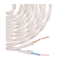 Carrete cable textil trenzado h03vv-f 2 x 0,75 mm² beige, 5 m