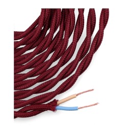 Carrete cable textil trenzado h03vv-f 2 x 0,75 mm² burdeos, 5 m