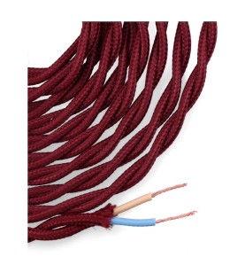 Carrete cable textil trenzado h03vv-f 2 x 0,75 mm² burdeos, 5 m