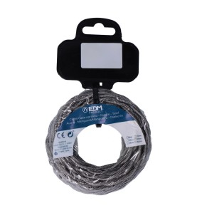 Carrete cable textil trenzado h03vv-f 2 x 0,75 mm² gris oscuro, 5 m