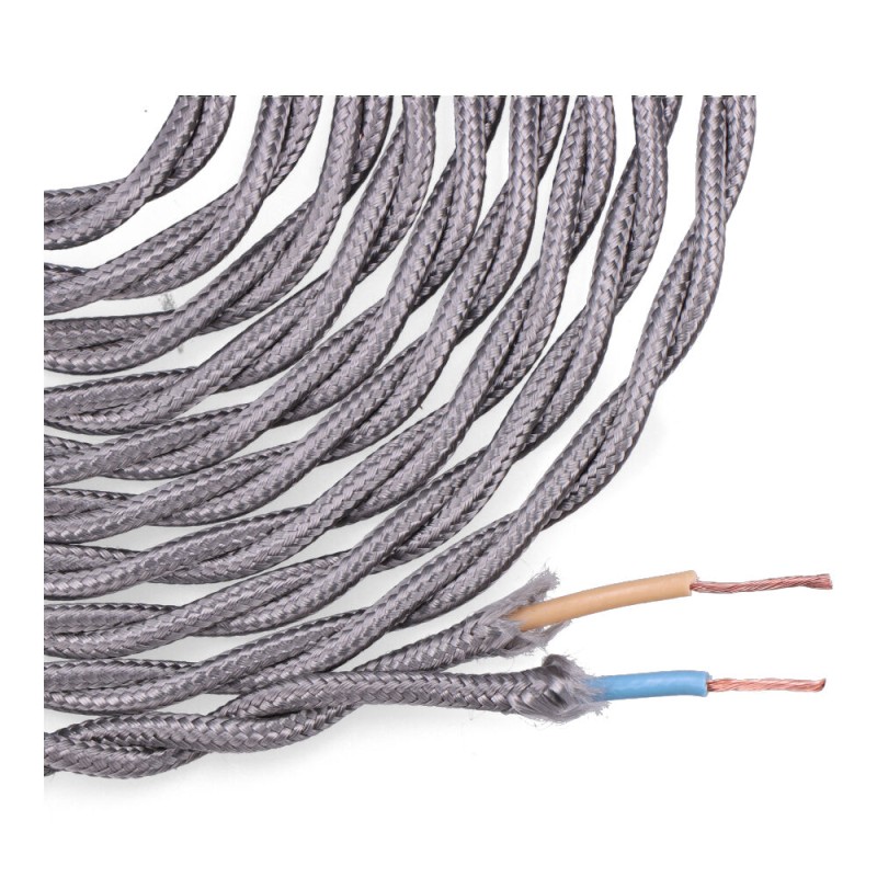 Carrete cable textil trenzado h03vv-f 2 x 0,75 mm² gris oscuro, 5 m