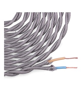 Carrete cable textil trenzado h03vv-f 2 x 0,75 mm² gris oscuro, 5 m