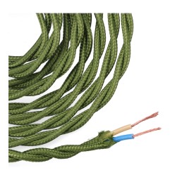 Carrete cable textil trenzado h03vv-f 2 x 0,75 mm² verde, 5 m