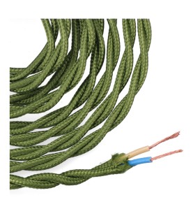 Carrete cable textil trenzado h03vv-f 2 x 0,75 mm² verde, 5 m