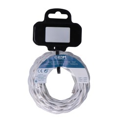 Carrete cable textil trenzado h03vv-f 2 x 0,75 mm² gris plateado, 5 m