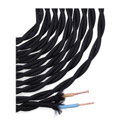 Carrete cable textil trenzado h03vv-f 2 x 0,75 mm² negro, 5 m