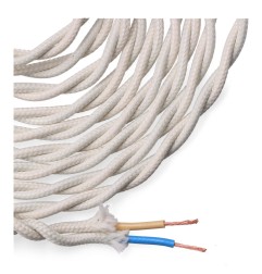 Carrete cable textil trenzado h03vv-f 2 x 0,75 mm² algodón, 5 m