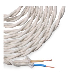 Carrete cable textil trenzado h03vv-f 2 x 0,75 mm² algodón, 5 m