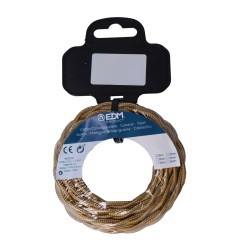 Carrete cable textil trenzado h03vv-f 2 x 0,75 mm² oro oscuro, 5 m