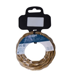 Carrete cable textil trenzado h03vv-f 2 x 0,75 mm² oro oscuro, 5 m
