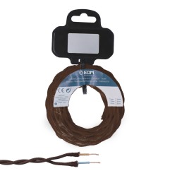 Carrete cable textil trenzado h03vv-f 2 x 0,75 mm² marrón, 5 m