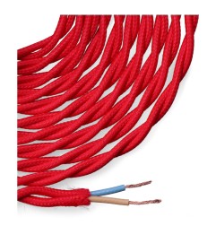 Carrete cable textil trenzado h03vv-f 2 x 0,75 mm² rojo, 5 m