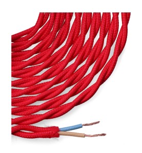 Carrete cable textil trenzado h03vv-f 2 x 0,75 mm² rojo, 5 m