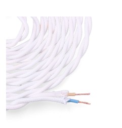 Carrete cable textil trenzado h03vv-f 2 x 0,75 mm² blanco, 5 m