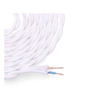 Carrete cable textil trenzado h03vv-f 2 x 0,75 mm² blanco, 5 m