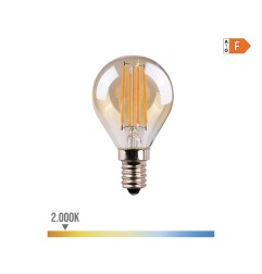 Bombilla esferica con filamento de led, cristal vintage e14 4,5 w 400 lm 2000 k luz calida ø4,5 x 7,8 cm