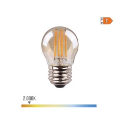 Bombilla esferica con filamento de led, cristal vintage e27 4,5w 400 lm 2000k luz calida ø4,5 x 7,8 cm