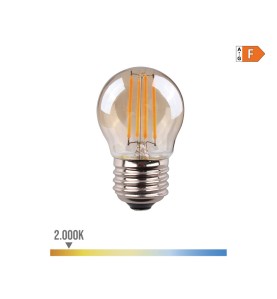 Bombilla esferica con filamento de led, cristal vintage e27 4,5w 400 lm 2000k luz calida ø4,5 x 7,8 cm