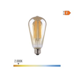 Bombilla ovoide con filamento de led, cristal vintage e27 6 w 560 lm 2000 k luz calida ø6,4 x 14,2 cm