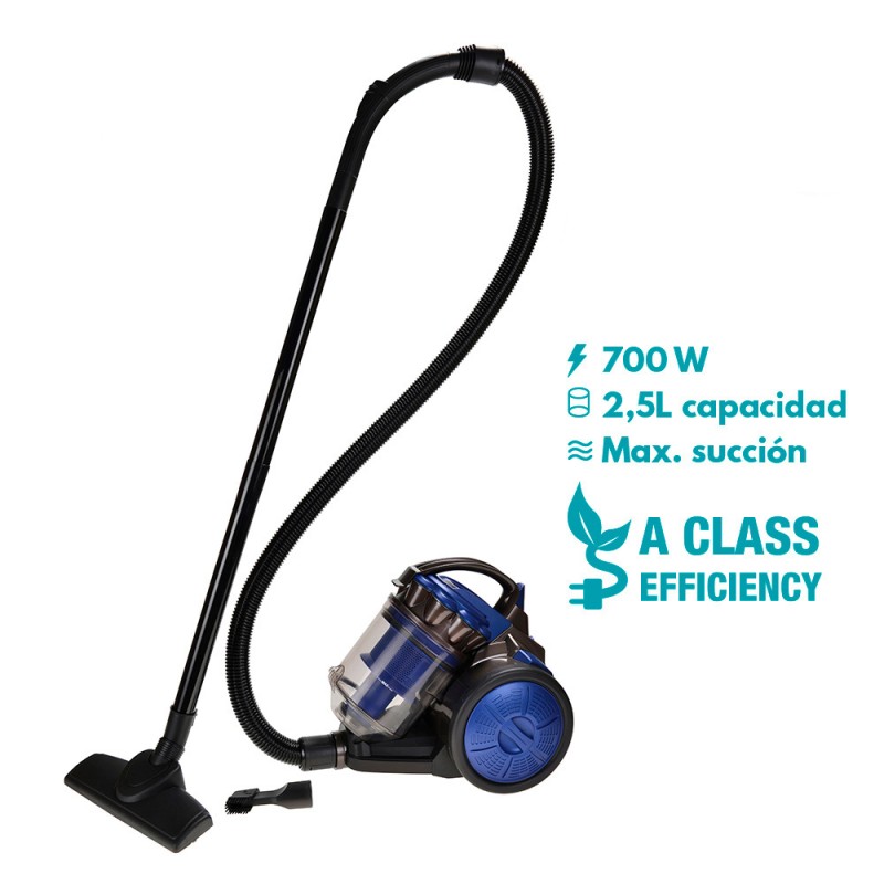 Aspiradora sin bolsa multiciclonico clase "a" 700 w 2,5 l