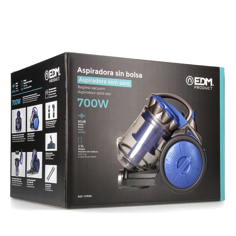 Aspiradora sin bolsa multiciclonico clase "a" 700 w 2,5 l