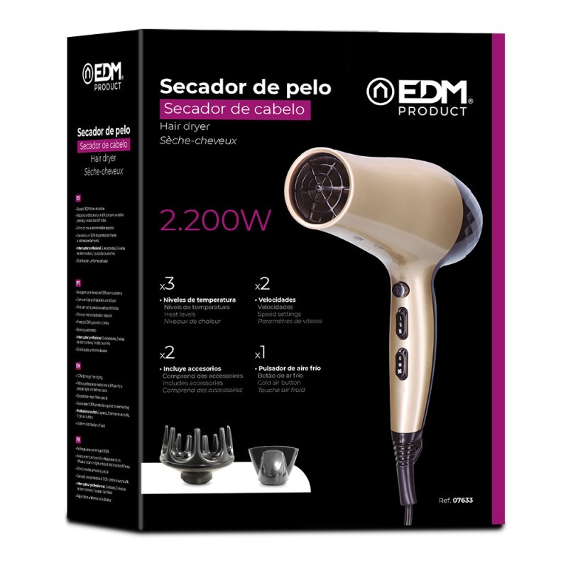 Secador de pelo con difusor 1800 - 2200 w