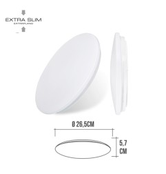 Aplique led circular de superficie 12 w 6500 k 1160 lm ø25,5 x 6,2 cm