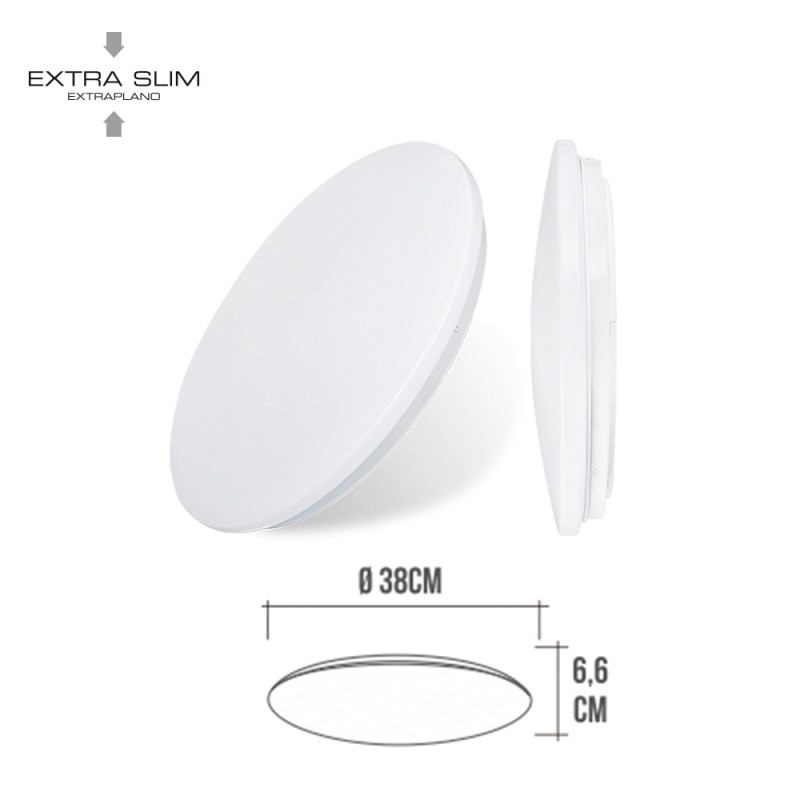 Aplique led circular de superficie 24 w 4000 k 2490 lm ø38 x 6,2 cm
