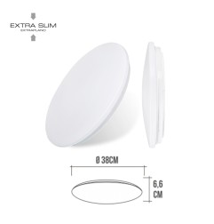 Aplique led circular de superficie 24 w 6500 k 2490 lm ø38 x 6,2 cm
