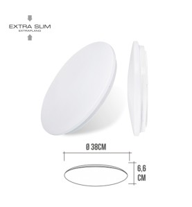 Aplique led circular de superficie 24 w 6500 k 2490 lm ø38 x 6,2 cm