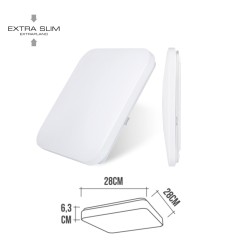 Aplique led cuadrado extraplano de superficie 12 w 4000 k 1160 lm 27,5 x 27,5 x 6,2 cm