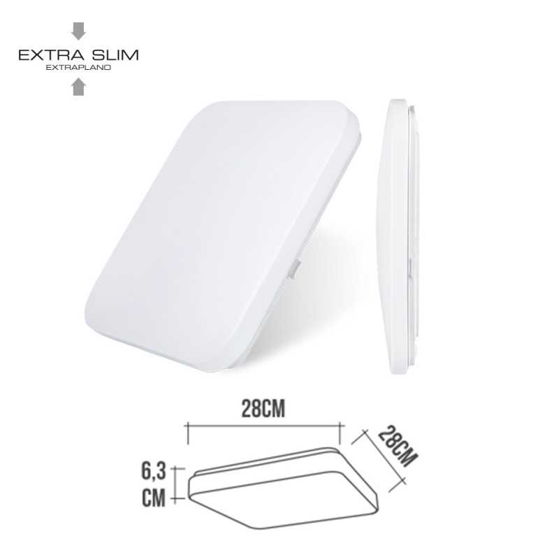 Aplique led cuadrado extraplano de superficie 12 w 4000 k 1160 lm 27,5 x 27,5 x 6,2 cm