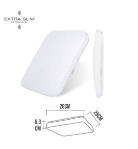Aplique led cuadrado extraplano de superficie 12 w 4000 k 1160 lm 27,5 x 27,5 x 6,2 cm
