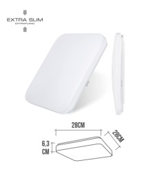 Aplique led cuadrado extraplano de superficie 12 w 6500 k 1160 lm 27,5 x 27,5 x 6,2 cm